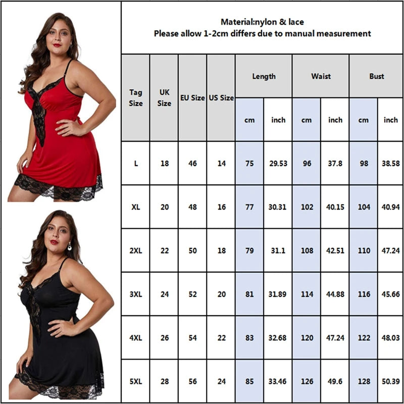 Plus Size Nightdress Satin Lingerie Sets