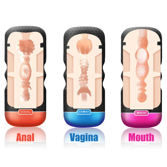 16cm Realistic Anal/Mouth/Vagina Penis Pump Masturbator