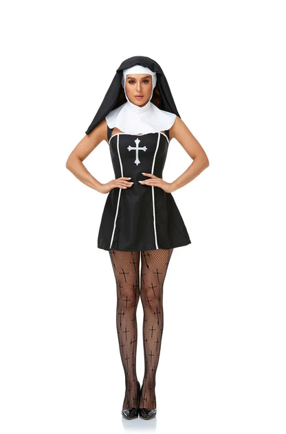 Sexy Nun Sleeveless Dress Stage Suit