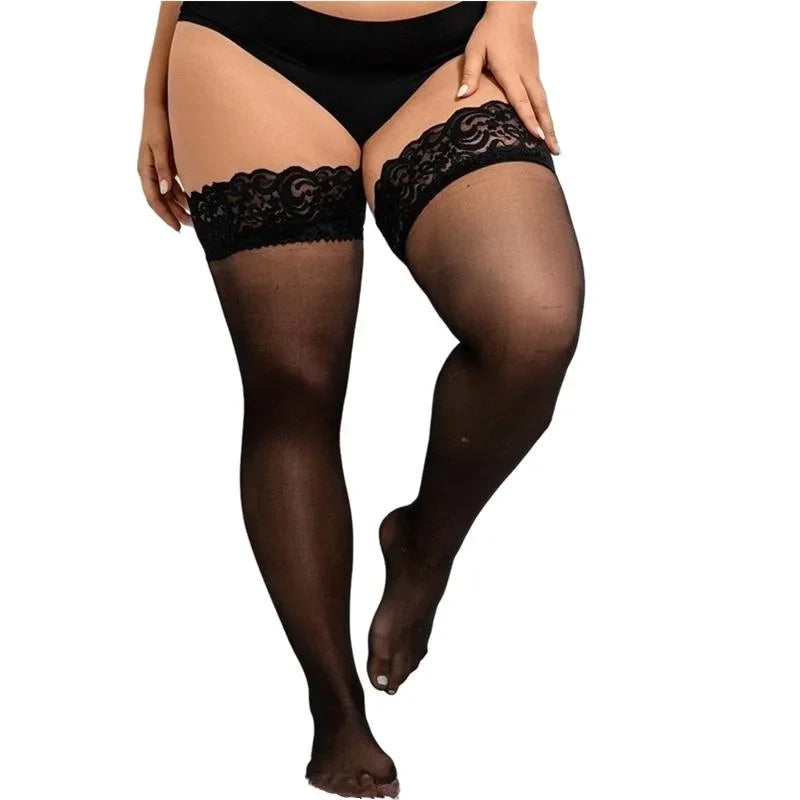 Lace Top Plus Size Knee Thigh High Socks