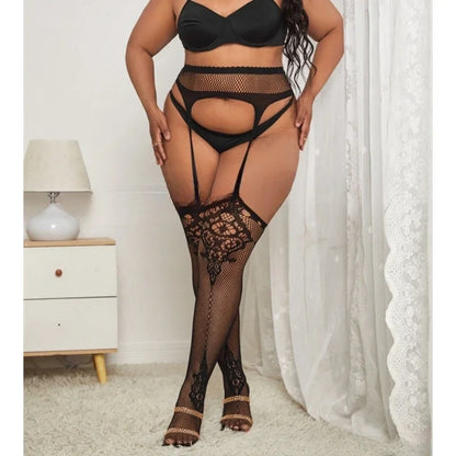 Lace Top Plus Size Knee Thigh High Socks