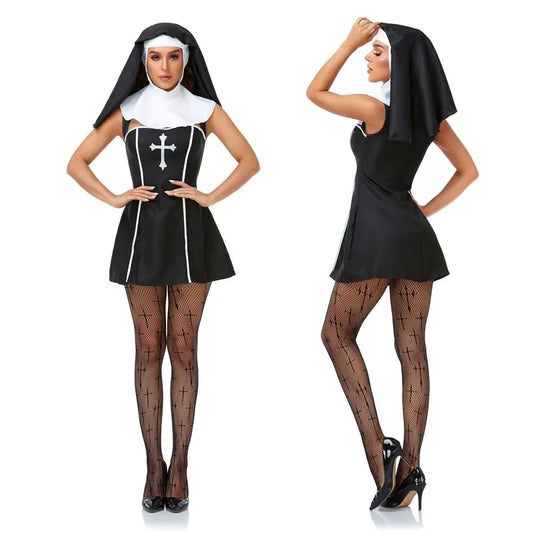 Sexy Nun Sleeveless Dress Stage Suit