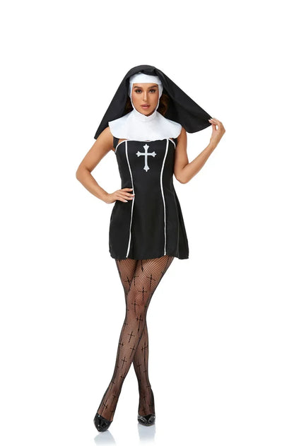 Sexy Nun Sleeveless Dress Stage Suit