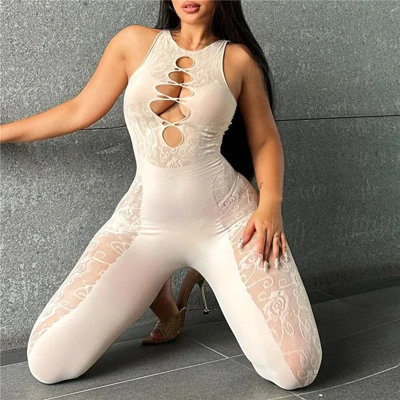 Comecherry Fishnet Teddy Catsuit