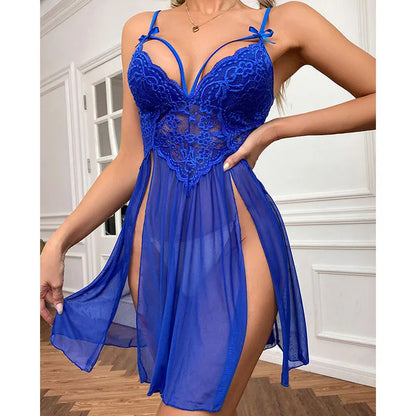 Robe nuisette en dentelle, sous-vêtements Lenceria Sexi Mujer