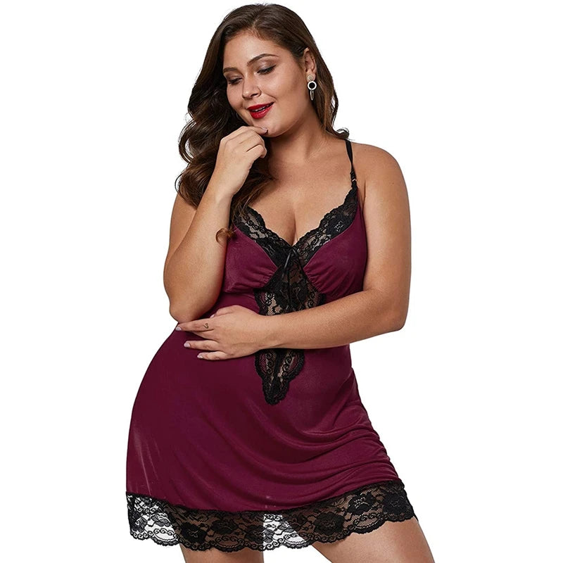 Plus Size Nightdress Satin Lingerie Sets