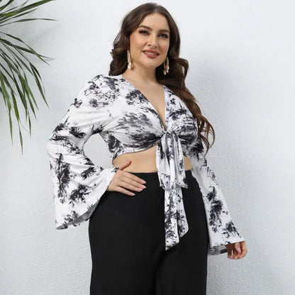 Plus Size Vest Deep V-neck Flared Sleeves