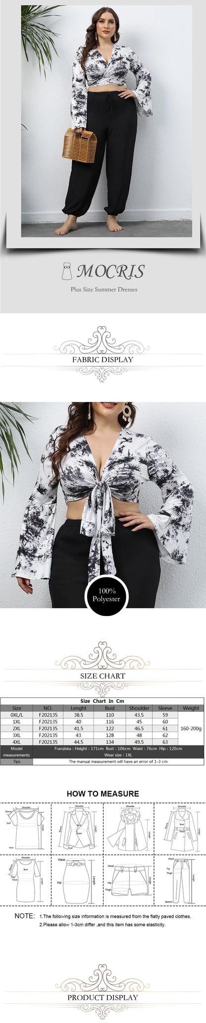 Plus Size Vest Deep V-neck Flared Sleeves