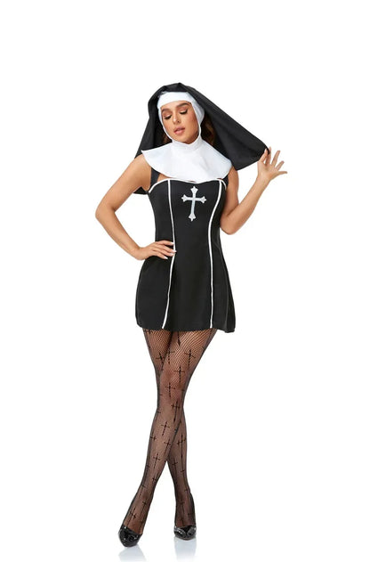 Sexy Nun Sleeveless Dress Stage Suit