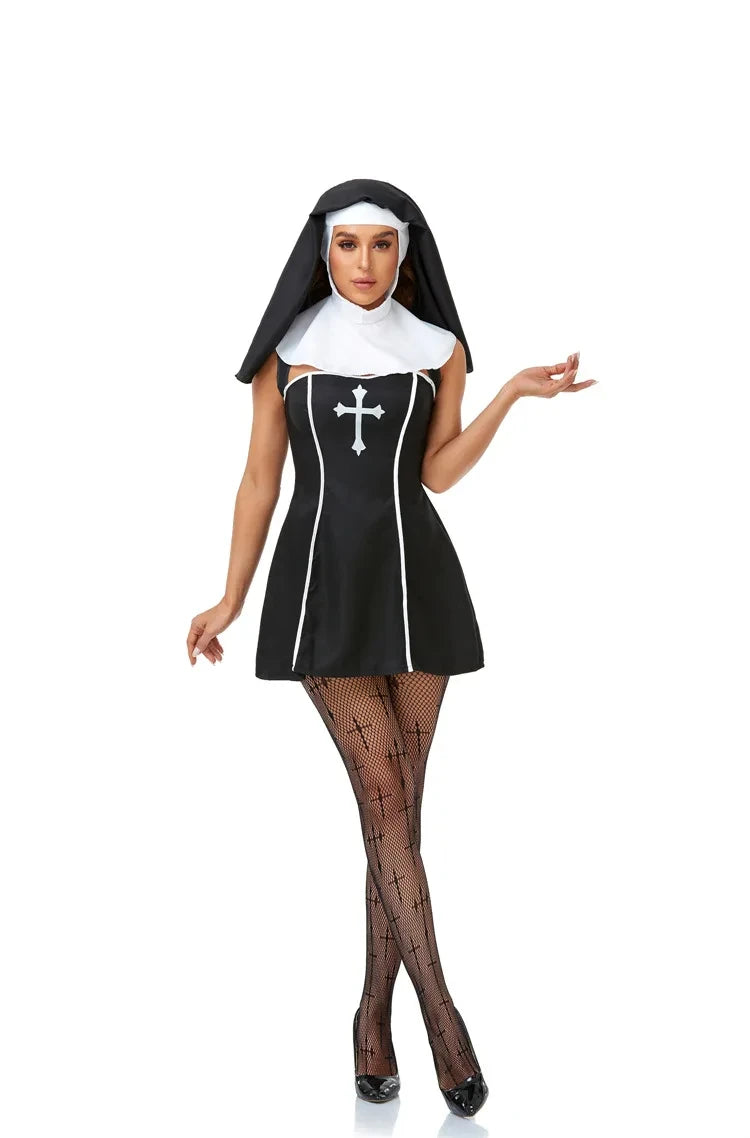 Sexy Nun Sleeveless Dress Stage Suit