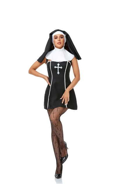 Sexy Nun Sleeveless Dress Stage Suit