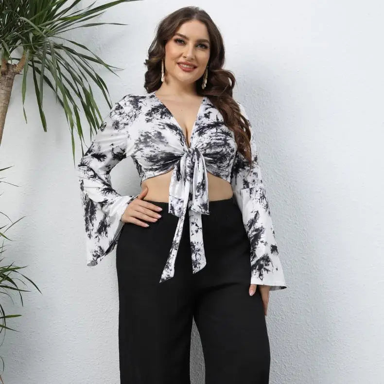 Plus Size Vest Deep V-neck Flared Sleeves