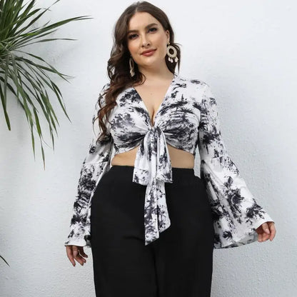 Plus Size Vest Deep V-neck Flared Sleeves