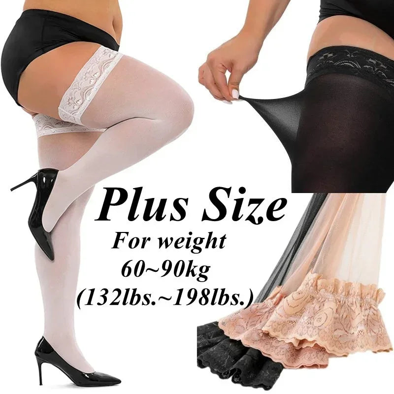 Lace Top Plus Size Knee Thigh High Socks